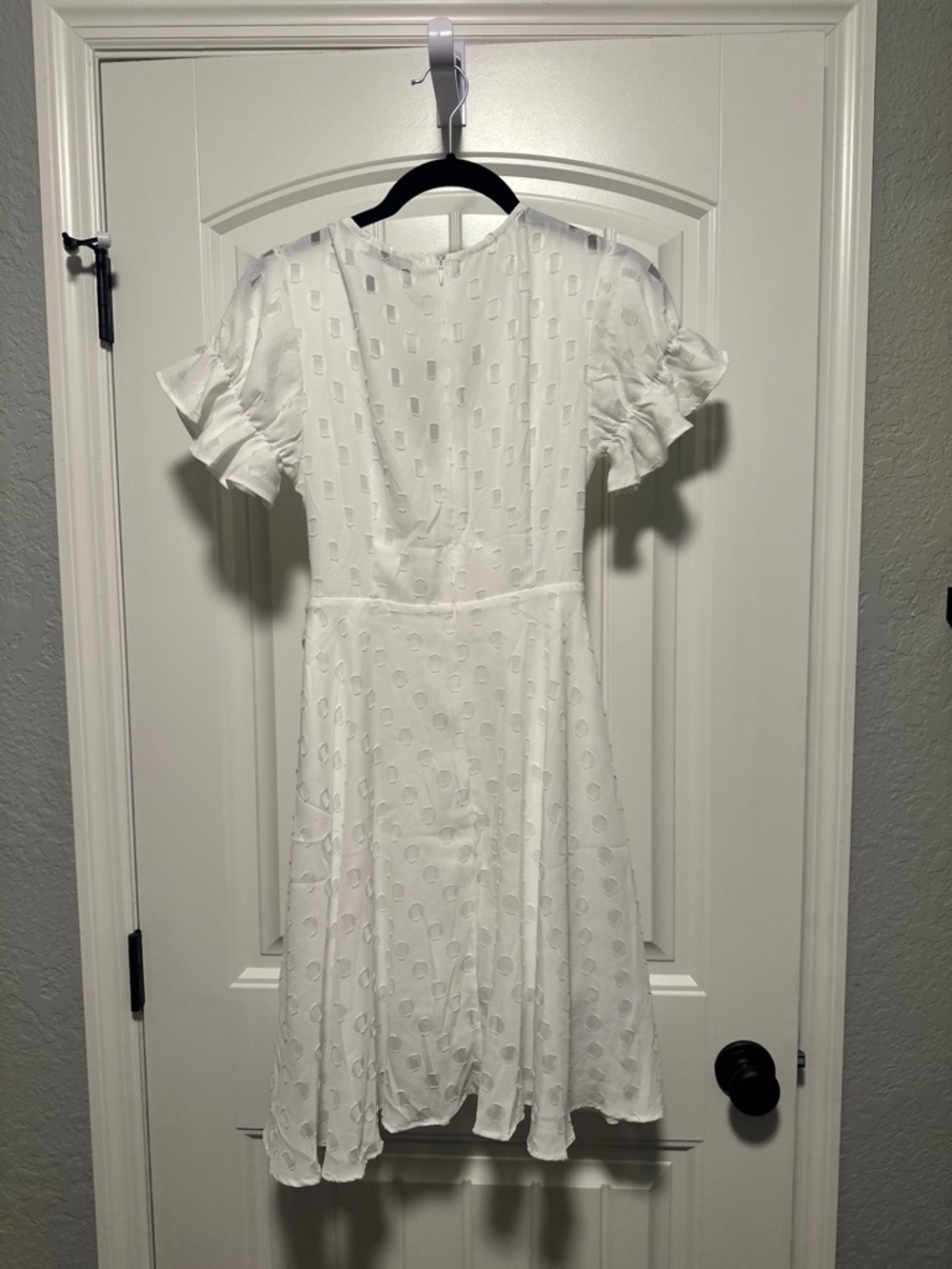 Showpo White Textured Puff Sleeve Midi Dress